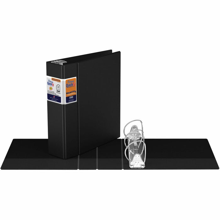 QuickFit Heavy-Duty Commercial Binder, 3-Ring D-Ring Binder, Black, 3 Inch - 3" (76.20 mm) Binder Capacity - 8 1/2" (215.90 mm) x 11" (279.40 mm) Sheet Size - 550 Sheet Capacity - 3 x 3" (76.20 mm) Ring - Fastener: D-Ring - Pocket: Internal - Polypropylen