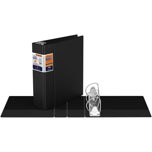 QuickFit D-Ring Deluxe Commercial File Binder - 3" Binder Capacity - 8 1/2" x 11" Sheet Size - 550 Sheet Capacity - D-Ring Fastener(s) - Internal Pocket(s) - Black - Recycled - 1 Each