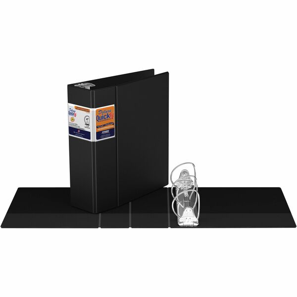 QuickFit Heavy-Duty Commercial Binder, 3-Ring D-Ring Binder, Black, 4 Inch - 4" (101.60 mm) Binder Capacity - 8 1/2" (215.90 mm) x 11" (279.40 mm) Sheet Size - 650 Sheet Capacity - 3 x 4" (101.60 mm) Ring(s) - Fastener(s): D-Ring - Pocket(s): Internal - P
