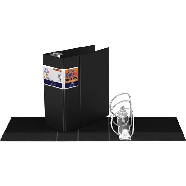 QuickFit Heavy-Duty Commercial Binder, 3-Ring D-Ring Binder, Black, 5 Inch - 5" (127 mm) Binder Capacity - 8 1/2" (215.90 mm) x 11" (279.40 mm) Sheet Size - 950 Sheet Capacity - 3 x 5" (127 mm) Ring(s) - Fastener(s): D-Ring - Pocket(s): Internal - Polypro