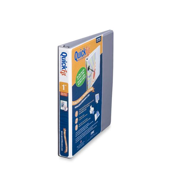 QuickFit Instant Angle D-Ring Binder - 1" (25.40 mm) Binder Capacity - Letter - 8 1/2" (215.90 mm) x 11" (279.40 mm) Sheet Size - 3 x 1" (25.40 mm) Ring(s) - Fastener(s): D-Ring - Pocket(s): Inside Front & Back - Polypropylene - Gray - Clear Overlay, Ink-