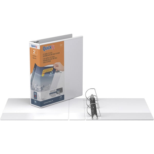 QuickFit QuickFit Angle D-ring View Binder - 2" Binder Capacity - Letter - 8 1/2" x 11" Sheet Size - 3 x D-Ring Fastener(s) - White - Recycled - Clear Overlay - 1 Each