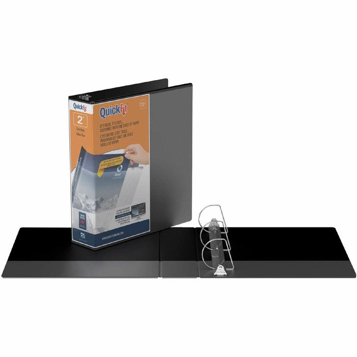 QuickFit View Binder, 3-Ring Binder, Angle D Ring, 2 Inch, Black - 2" (50.80 mm) Binder Capacity - Letter - 8 1/2" (215.90 mm) x 11" (279.40 mm) Sheet Size - 500 Sheet Capacity - 3 x 2" (50.80 mm) Ring(s) - Fastener(s): D-Ring - Polypropylene - Black - Re
