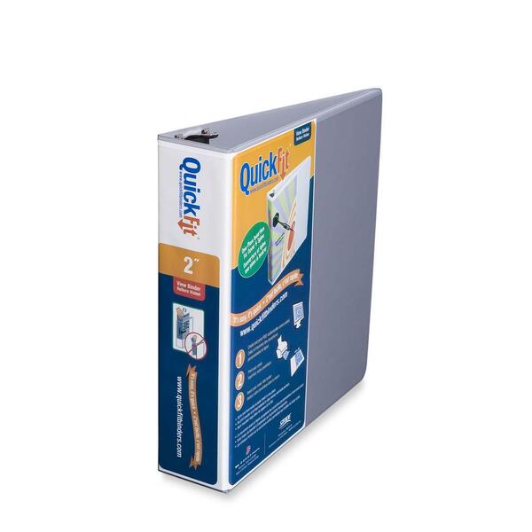 QuickFit Instant Angle D-Ring Binder - 2" (50.80 mm) Binder Capacity - Letter - 8 1/2" (215.90 mm) x 11" (279.40 mm) Sheet Size - 3 x 2" (50.80 mm) Ring - Fastener: D-Ring - Pocket: Inside Front & Back - Polypropylene - Gray - Clear Overlay, Ink-transfer