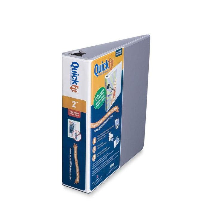 QuickFit Instant Angle D-Ring Binder - 2" (50.80 mm) Binder Capacity - Letter - 8 1/2" (215.90 mm) x 11" (279.40 mm) Sheet Size - 3 x 2" (50.80 mm) Ring - Fastener: D-Ring - Pocket: Inside Front & Back - Polypropylene - Gray - No - Clear Overlay, Ink-tran