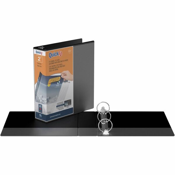 QuickFit Clear-View Binder, 3-Ring Binder, Round Ring, 2 Inch, Black - 2" (50.80 mm) Binder Capacity - Letter - 8 1/2" (215.90 mm) x 11" (279.40 mm) Sheet Size - 400 Sheet Capacity - 3 x 2" (50.80 mm) Ring - Fastener: Round Ring - Pocket: Internal - Polyp