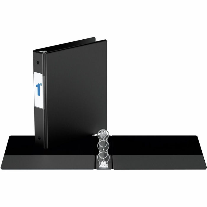 Davis Jr. Binder (8.5" x 5.5") 1.0" RR-Black - 1" (25.40 mm) Binder Capacity - 8 1/2" (215.90 mm) x 5 1/2" (139.70 mm) Sheet Size - 200 Sheet Capacity - 3 x 1" (25.40 mm) Ring - Fastener: Round Ring - Pocket: Internal - Polypropylene - Black - Recycled -