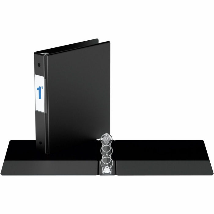 Davis Group Jr. Binder (9.5" x 6.0") 1.0" RR-Black - 1" (25.40 mm) Binder Capacity - 9 1/2" (241.30 mm) x 6" (152.40 mm) Sheet Size - 200 Sheet Capacity - 3 x 1" (25.40 mm) Ring - Fastener: Round Ring - Pocket: Internal - Polypropylene - Black - Recycled