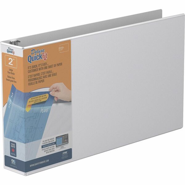 QuickFit Heavy-Duty Landscape 3-Ring Binder, D-Ring, View Binder, 2 Inch, White - 2" (50.80 mm) Binder Capacity - 11" (279.40 mm) x 17" (431.80 mm) Sheet Size - 475 Sheet Capacity - 3 x 2" (50.80 mm) Ring(s) - Fastener(s): D-Ring - Pocket(s): Internal - P