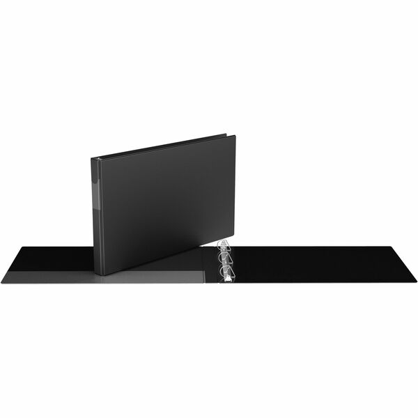 Davis Ring Binder - 1" (25.40 mm) Binder Capacity - Ledger - 11" (279.40 mm) x 17" (431.80 mm) Sheet Size - 225 Sheet Capacity - 3 x 1" (25.40 mm) Ring - Fastener: D-Ring - Polypropylene - Black - Recycled - Heavy Duty, Spine Label, Antimicrobial, Locking