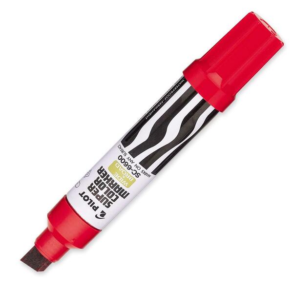 Pilot Jumbo Refillable Permanent Marker - 10 mm (0.39") Chisel Marker Point - Refillable - Red Ink - 1 Each