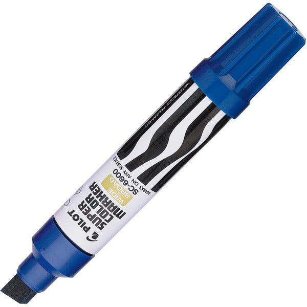 Pilot Jumbo Refillable Permanent Marker - 10 mm (0.39") Chisel Marker Point - Refillable - Blue Ink - 1 Each