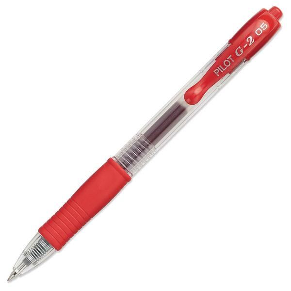 Pilot Extra Fine Retractable Rollerball Pen - Extra Fine Pen Point - Refillable - Retractable - Red Ink - Gel-based - Red Barrel - 1 Each