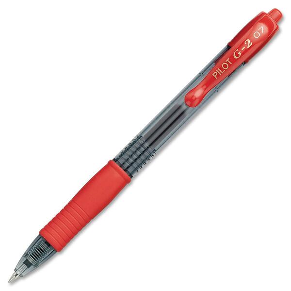 G2 Retractable Gel Ink Rolling Ball Pen - Fine Pen Point - Refillable - Retractable - Red Ink - Gel-based - 1 Each