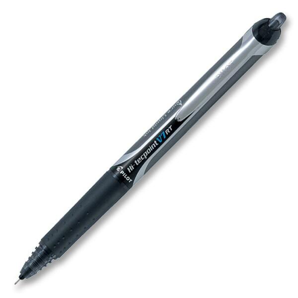 Pilot Hi-TecPoint Retractable Rollerball Pen - 0.7 mm (0.03") Needle Pen Point - Refillable - Retractable - Black Ink - 1 Each