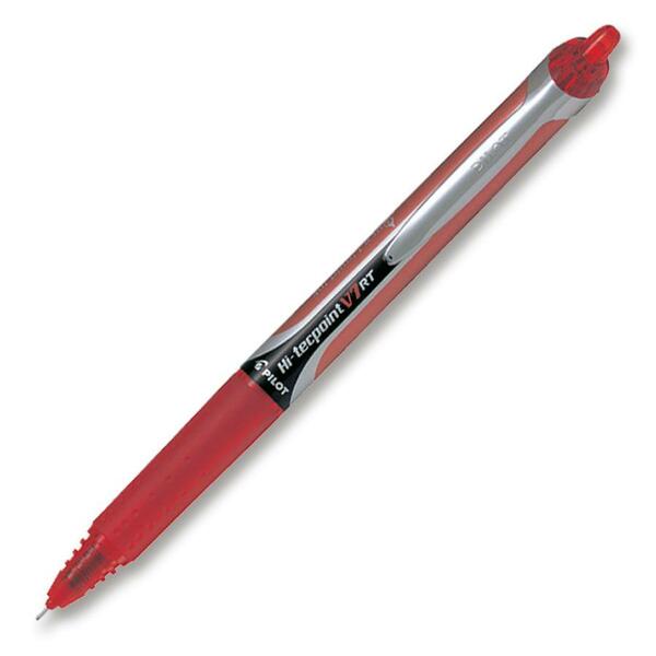 Pilot Hi-TecPoint Retractable Rollerball Pen - 0.7 mm (0.03") Needle Pen Point - Refillable - Retractable - Red Ink - 1 Each