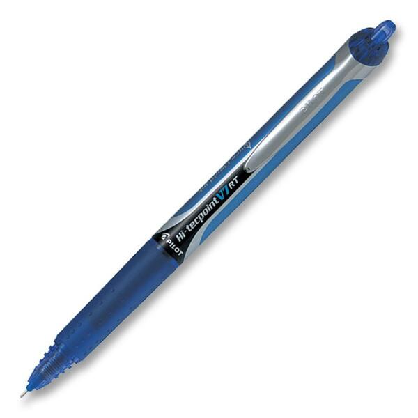 Pilot Hi-TecPoint Retractable Rollerball Pen - 0.7 mm (0.03") Needle Pen Point - Refillable - Retractable - Blue Ink - 1 Each