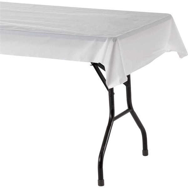 Genuine Joe Banquet-Size Plastic Tablecover - 300 ft (91440 mm) Length x 40" (1016 mm) Width - Plastic - White - 1 / Roll