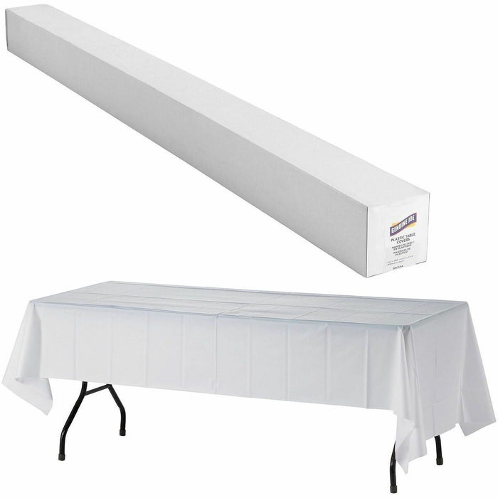 Genuine Joe Banquet-Size Plastic Tablecover - 300 ft (91440 mm) Length x 40" (1016 mm) Width - Plastic - White - 1 Roll