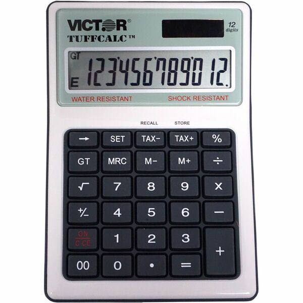Victor 99901 TuffCalc Calculator - Extra Large Display, Angled Display, Water Proof, Shock Resistant, Battery Backup, 3-Key Memory, Independent Memory, Dual Power, Washable - Battery/Solar Powered - 1.8" (44.45 mm) Height x 4.6" (117.48 mm) Width x 6.5" (