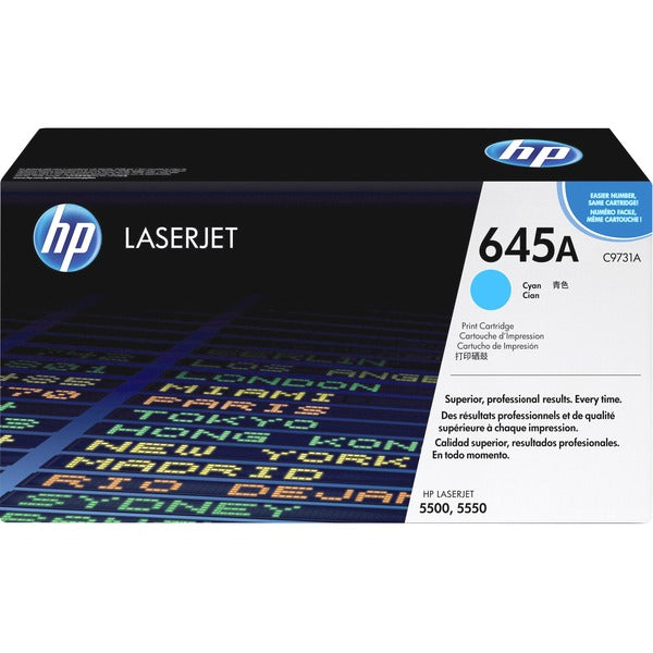 HP 645A (C9731A) Original Laser Toner Cartridge - Single Pack - Cyan - 1 Each - 12000 Pages