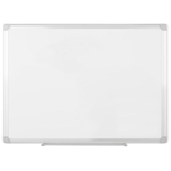 MasterVision Earth Silver Easy-Clean Dry-erase Board - 48" (4 ft) Width x 36" (3 ft) Height - White Melamine Surface - Aluminum Frame - Rectangle - Stain Resistant, Marker Tray - 1 Each