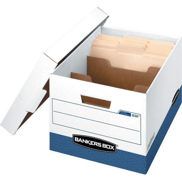 Bankers Box R-Kive DividerBox File Storage Box - Internal Dimensions: 12" (304.80 mm) Width x 15" (381 mm) Depth x 10" (254 mm) Height - External Dimensions: 12.8" (323.85 mm) Width x 15" (381 mm) Depth x 10.4" (263.40 mm) Height - Media Size Supported: L
