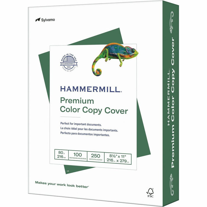Hammermill Premium Color Copy Cover - White - 100 Brightness - Letter - 8 1/2" (215.90 mm) x 11" (279.40 mm) - 80 lb (36287.39 g) Basis Weight - Extra Smooth - Acid-free, Jam-free - White - 1 Pack