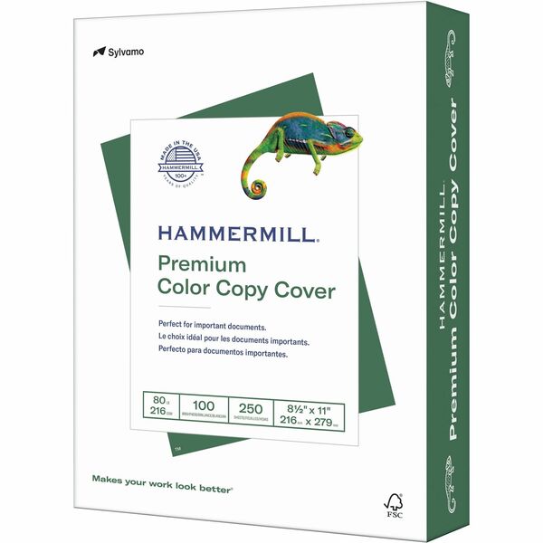 Hammermill Premium Color Copy Cover - White - 100 Brightness - Letter - 8 1/2" (215.90 mm) x 11" (279.40 mm) - 80 lb (36287.39 g) Basis Weight - Extra Smooth - Acid-free, Jam-free - White - 1 Pack