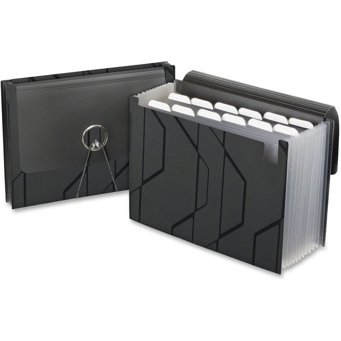 Pendaflex Expanding File - 13 Pocket - Poly - Black - Elastic Closure, Flap, Durable - 1 Each