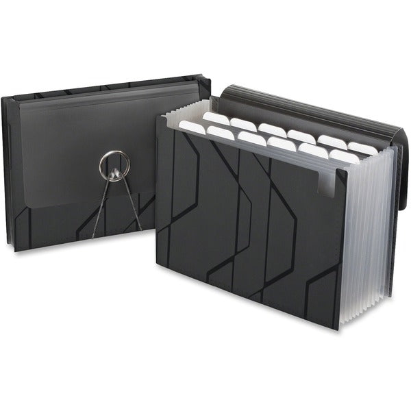Pendaflex Expanding File - 13 Pocket - Poly - Black - Elastic Closure, Flap, Durable - 1 Each