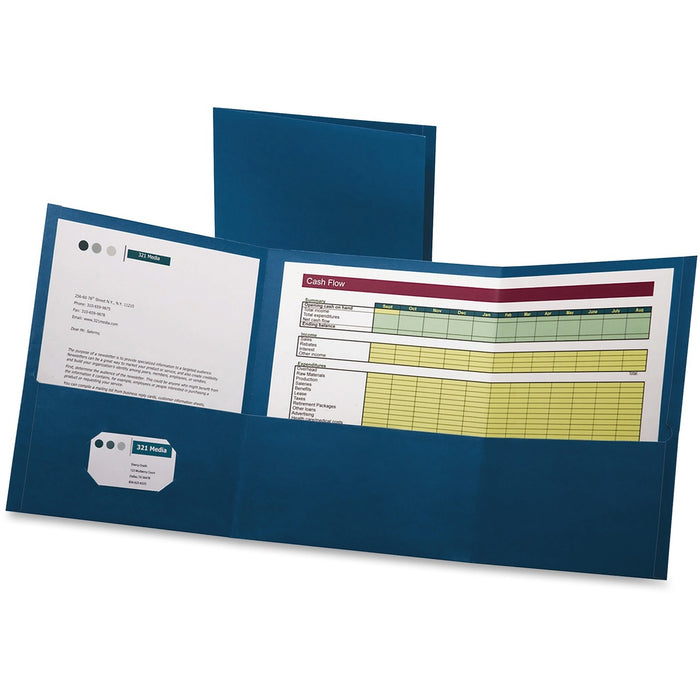 Oxford Letter No Pocket Folder - 8 1/2" (215.90 mm) x 11" (279.40 mm) - 150 Sheets Capacity - 3 Pocket - Paper - Blue - Durable - 20 / Box