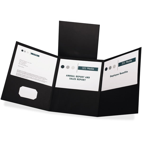 Oxford Letter Report Cover - 8 1/2" (215.90 mm) x 11" (279.40 mm) - 150 Sheets Capacity - 3 Pocket(s) - Paper - Black - Durable - 20 / Box