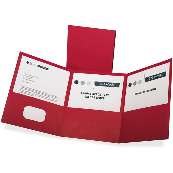 Oxford Letter Report Cover - 8 1/2" (215.90 mm) x 11" (279.40 mm) - 150 Sheets Capacity - 3 Pocket - Paper - Red - Durable - 20 / Box