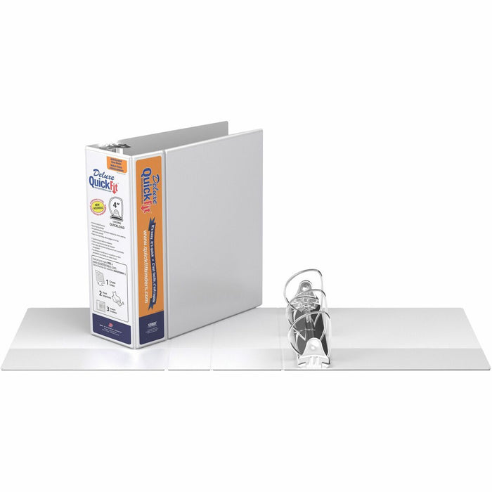 QuickFit Heavy-Duty View Binder, 3-Ring D-Ring Binder, White, 4 Inch - 4" (101.60 mm) Binder Capacity - 8 1/2" (215.90 mm) x 5 1/2" (139.70 mm) Sheet Size - 650 Sheet Capacity - 3 x 4" (101.60 mm) Ring - Fastener: D-Ring - Pocket: 2, Internal - Polypropyl