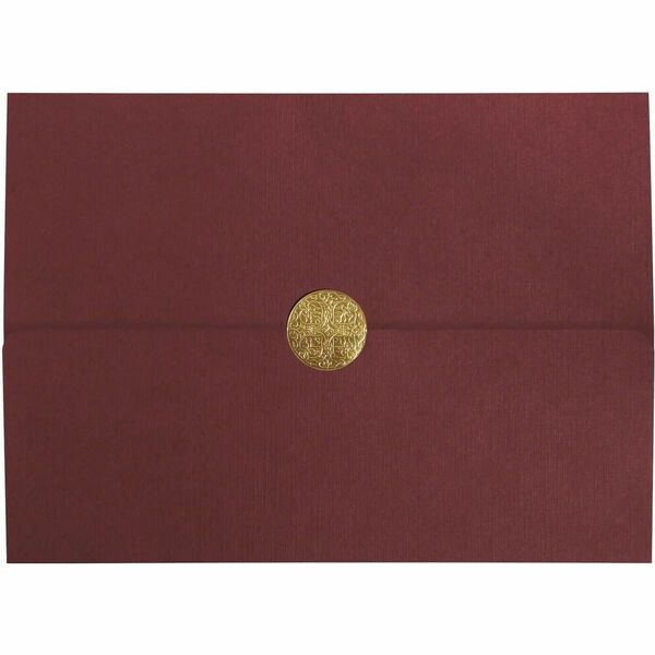 Medallion Cert.Holder Linen Burgundy - FSC Certified - Linen, Cover Stock - Burgundy, Gold - Acid-free, Embossed, Lignin-free, Foldable - 5 / Pack