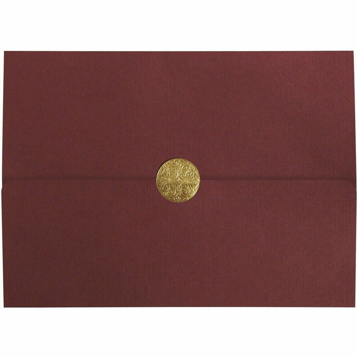 St. James&reg; Elite™ Medallion Fold Certificate Holders, Burgundy Linen with Gold Medallion, Pack of 5, 83533