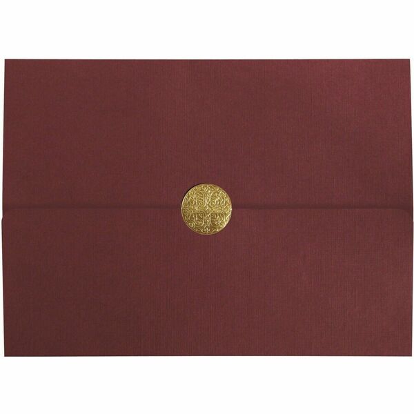 St. James&reg; Elite™ Medallion Fold Certificate Holders, Burgundy Linen with Gold Medallion, Pack of 5, 83533