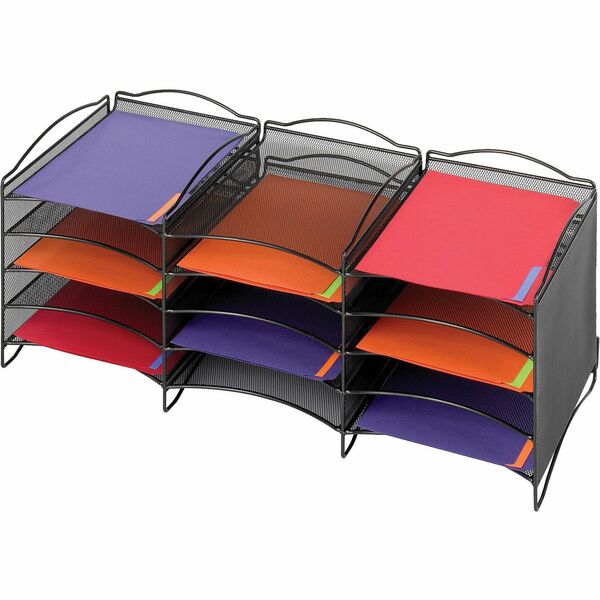 Safco 12-Compartment Mesh Desktop Organizer - 12 Compartment(s) - Compartment Size : 1.75" (44.45 mm) x 9.50" (241.30 mm) x 12.25" (311.15 mm) - 11.3" (285.75 mm) Height x 30" (762 mm) Width x 12.6" (320.67 mm) Depth - Desktop - Stackable - Powder Coated