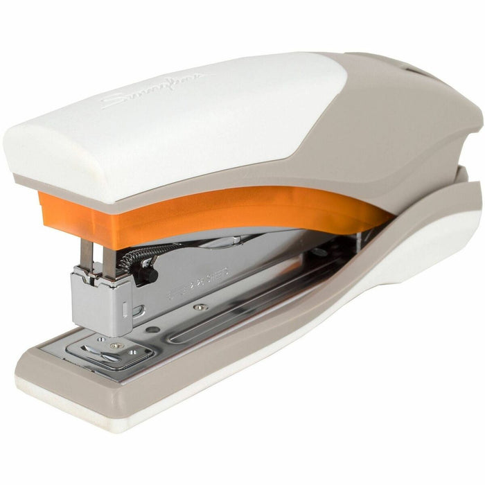 Swingline Optima 25 Reduced Effort Stapler - Staples Upto 25 Sheet of 20lb Paper - Holds Upto 210 Staple - Full Strip - Staple Size: 1/4" (6.35 mm) - 2.25" (57.15 mm) Throat Depth - Gray, Orange - Plastic, Metal - 1 Each