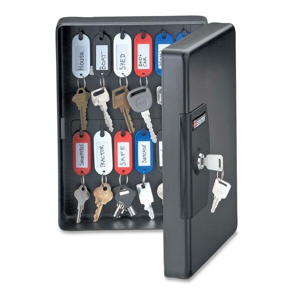 Sentry Safe Key Boxes With Key Tags and Labels - 7.40" (18.80 cm) Width x 3.38" (8.57 cm) Depth x 9.84" (25 cm) Height - Security Lock - Black - Enamel