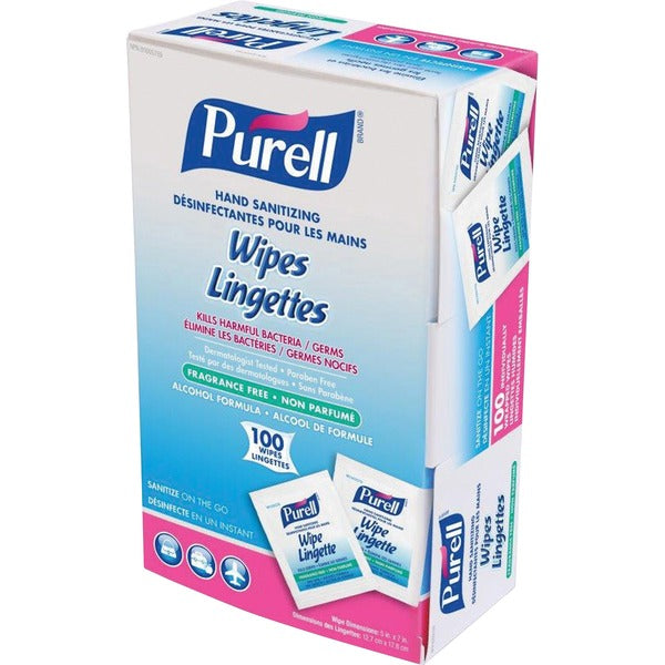 PURELL&reg; Sanitizing Hand Wipe - 5" (127 mm) Width x 7" (177.80 mm) Length - 100 / Box