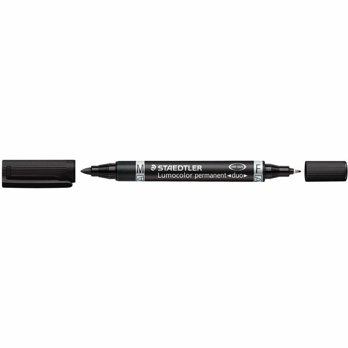Staedtler Lumocolor Permanent Duo Marker - Refillable - Black Ink - 1 Each