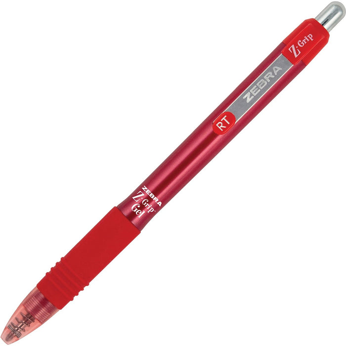 Zebra Pen Z-Grip Gel Retractable Pens - Retractable - Red Ink - Red Barrel - 1 Each