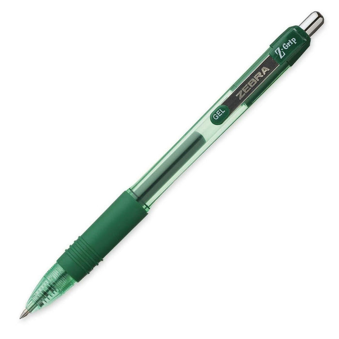 Zebra Pen Z-Grip Gel Pen - Retractable - Green Ink - Green Barrel - 1 Each
