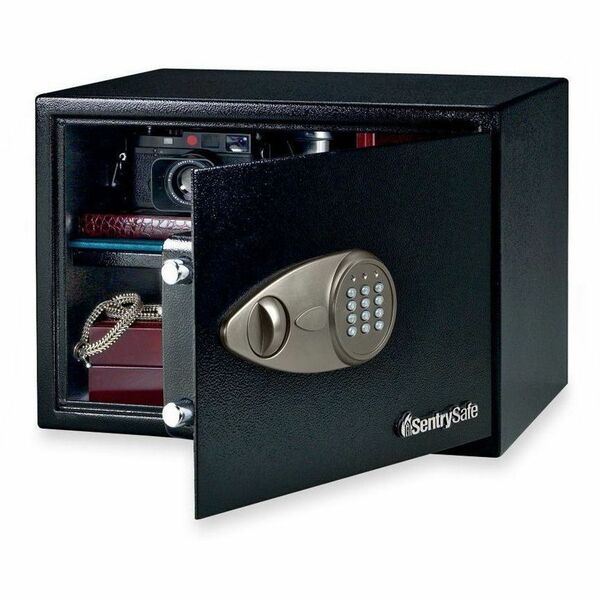 Sentry Safe Security Safe with Electronic Lock - 33.98 L - Electronic, Key Lock - 2 Live-locking Bolt(s) - Internal Size 10.5" (266.70 mm) Height x 16.8" (425.45 mm) Width x 12.6" (320.80 mm) Depth - Overall Size 10.6" (269.24 mm) Height x 17" (431.80 mm)