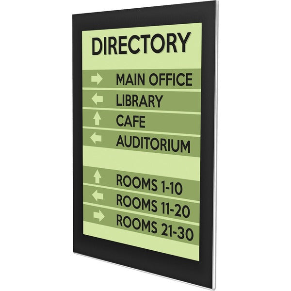 Deflecto Superior Image Sign Holder - 8.50" (215.90 mm) Height x 11" (279.40 mm) Width - Clear, Black - 1 Each