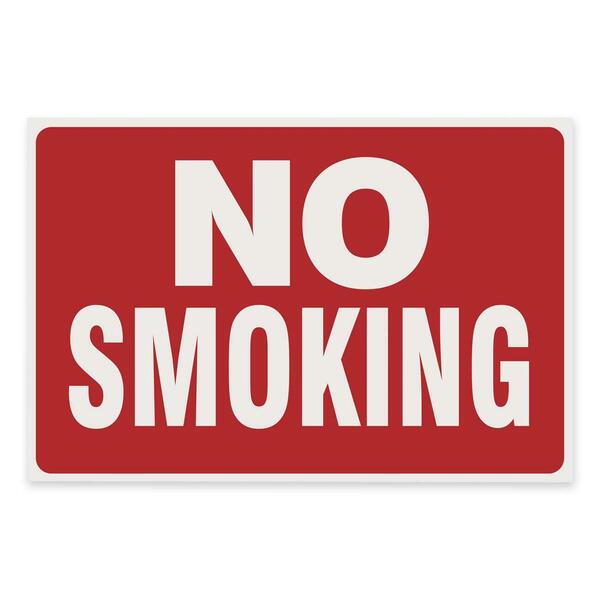 U.S. Stamp & Sign No Smoking Sign - 1 Each - No Smoking Print/Message - 12" (304.80 mm) Width x 8" (203.20 mm) Height - Plastic - Indoor, Outdoor - White, Red