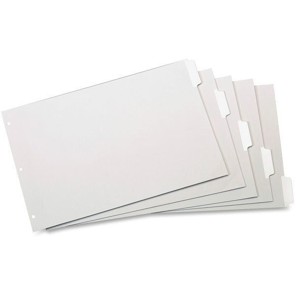 Cardinal Write 'n Erase Dividers - 5 x Divider(s) - Write-on Tab(s) - 5 Tab(s)/Set - 11" Tab Height x 17" Tab Width - 17.50" Divider Width x 11.50" Divider Length - Tabloid - 11" (279.40 mm) Width x 17" (431.80 mm) Length - White Divider - White Tab(s) -