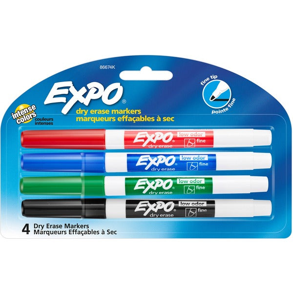 Expo Low-Odor Dry-erase Markers - Fine Marker Point - Assorted Ink - 4 / Set